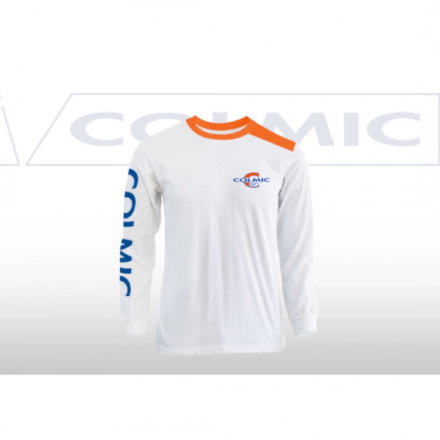 Camiseta Manga Larga Blanca-Naranja