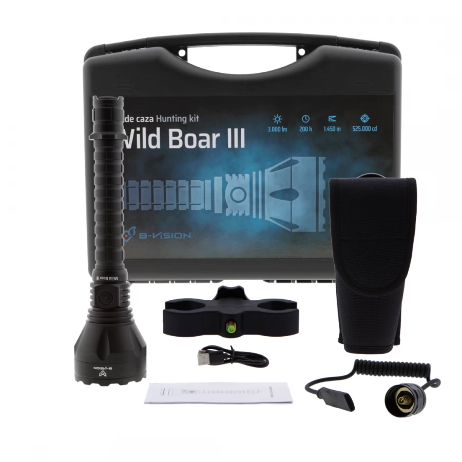 Kit de caza linterna B-Vision WILD BOAR III 3.000 lúmenes