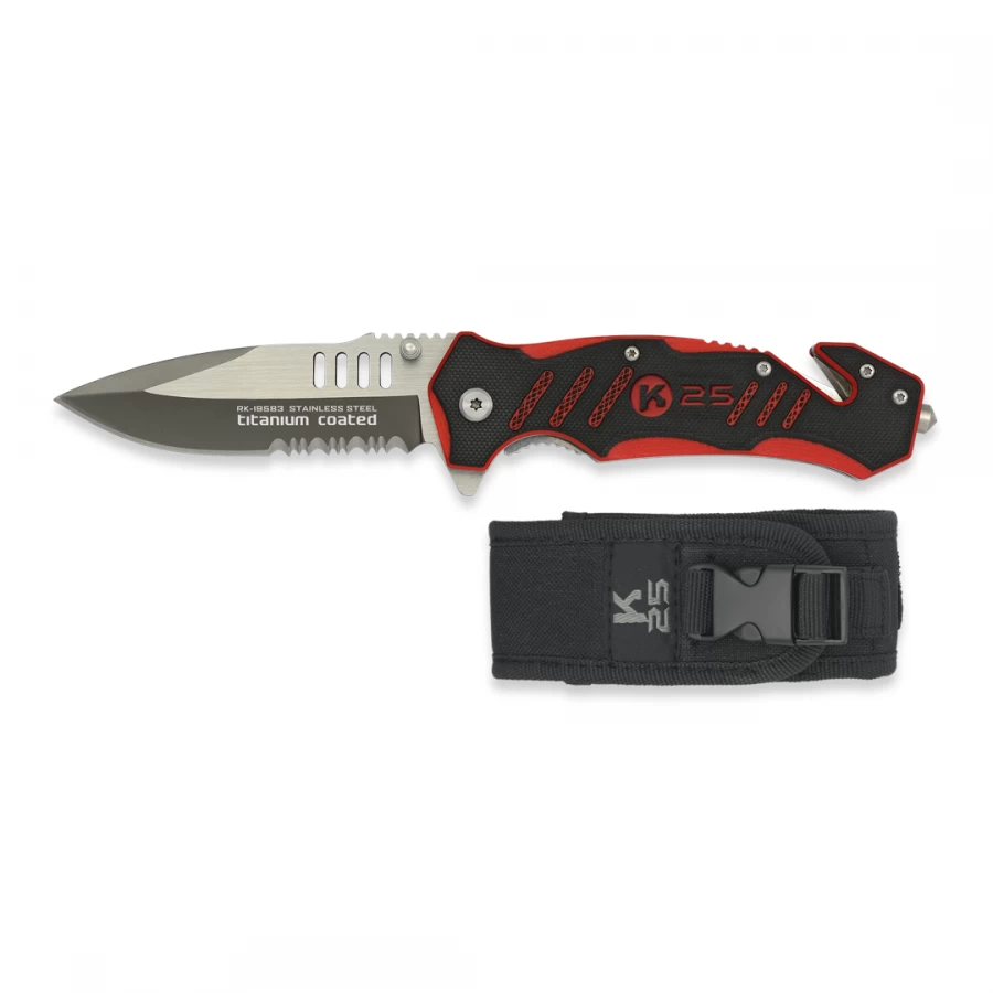 Navaja K25 Roja. G10. Hoja 8.7. Clip