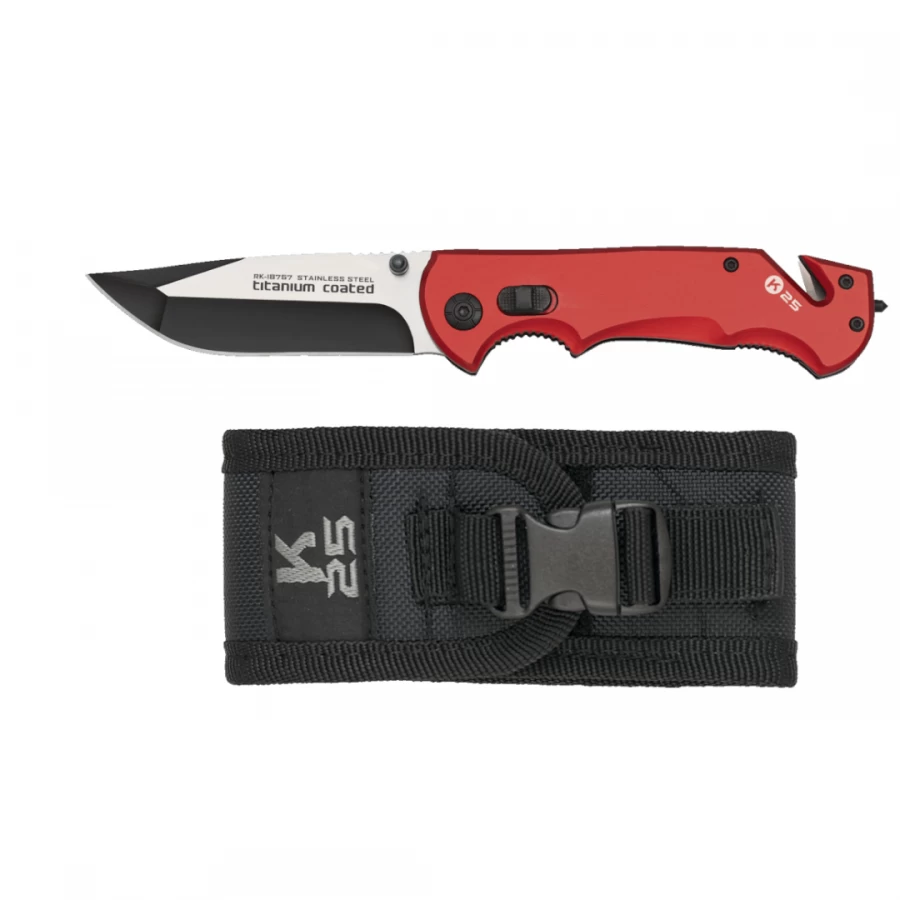 Navaja K25 Seguridad Roja Con Funda