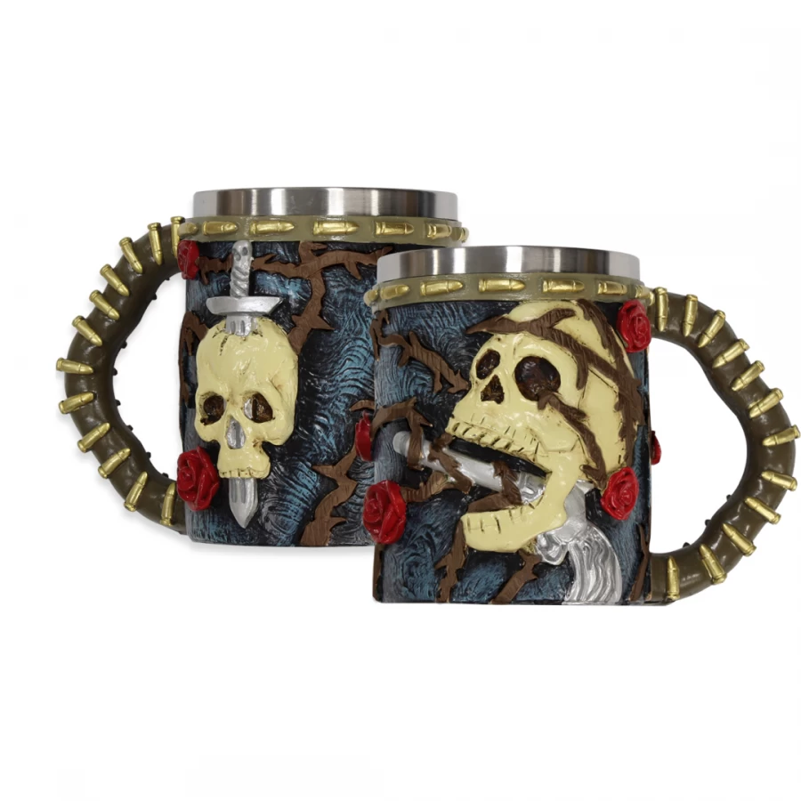 Taza De Resina Fantasía Modelo Rose And Skull