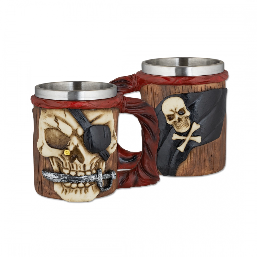 Taza Resina Calavera Pirata