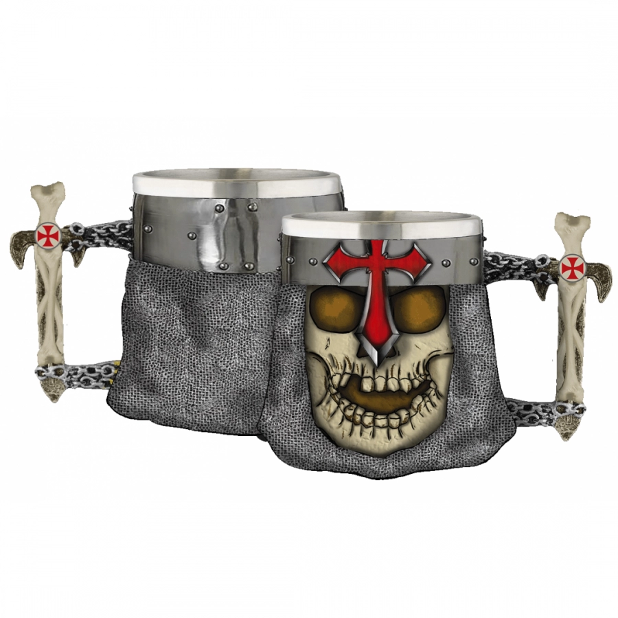 Taza Tole10 Calavera Cruz Templaria
