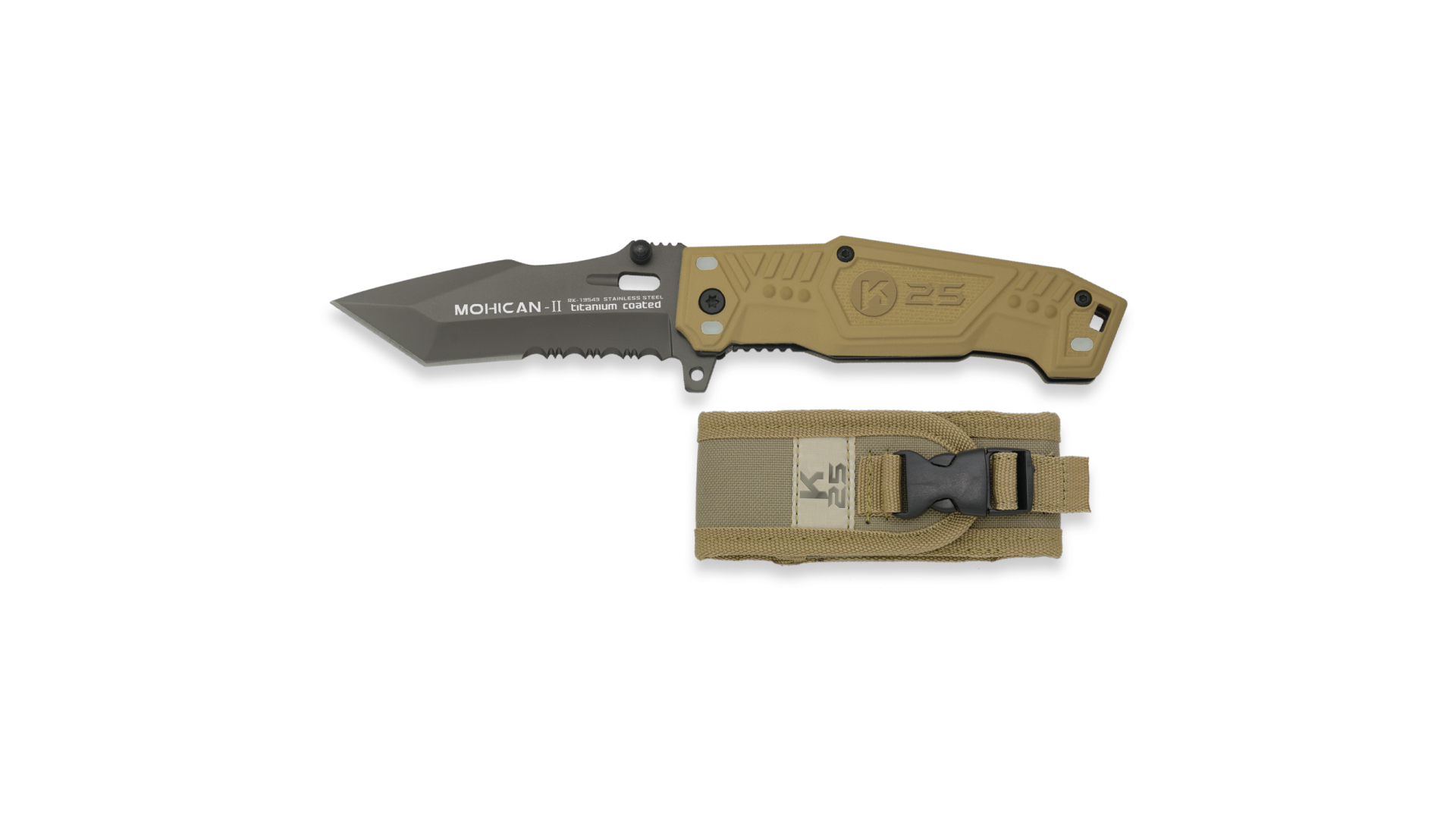 Coltello K25 Mohican 3 Titan 7.8 Cm - Acciaio Inox, Manico In Alluminio, Custodia Inclusa - Per Bushcraft E Sopravvivenza